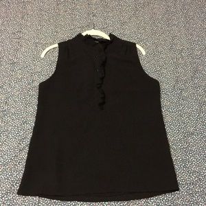 J Crew ruffle neck top, black, 4